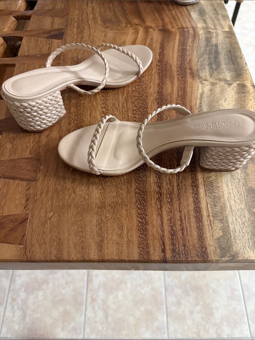 Saks Fifth Avenue Braided Double-Strap Sandals in Cream**Narrow*** - Picture 4 of 4